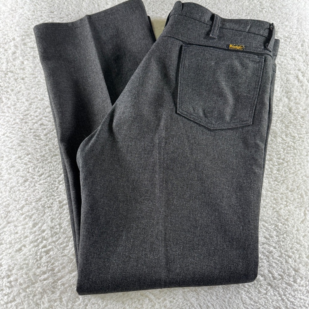Vintage Made in USA Wrangler Dark Gray Dress Work Pants 36x30 (38x32 Tag) Clean